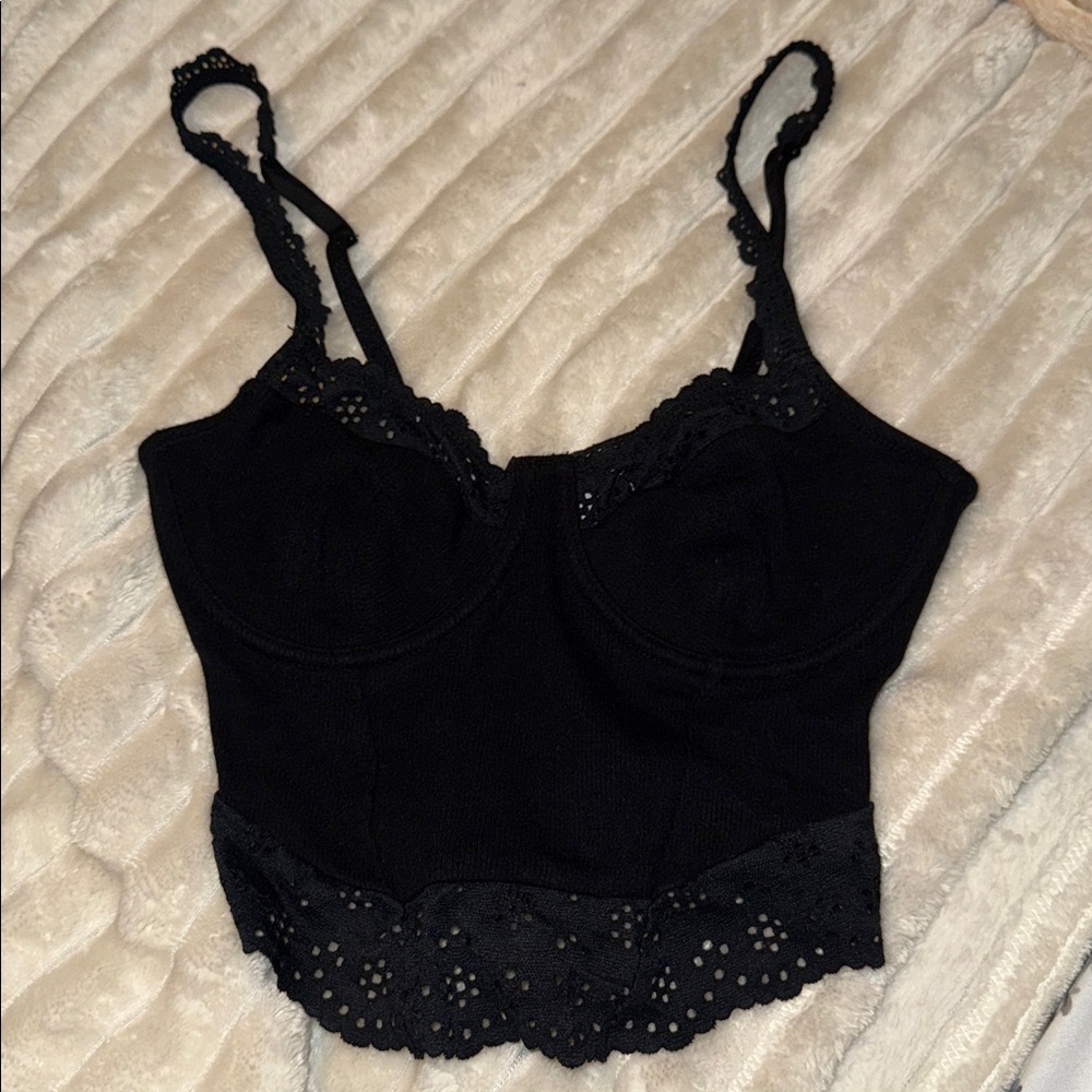 Colsie Black Cami with Lace Detail